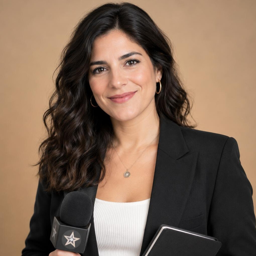 Portrait of a Uruguayan female entertainment journalist smiling