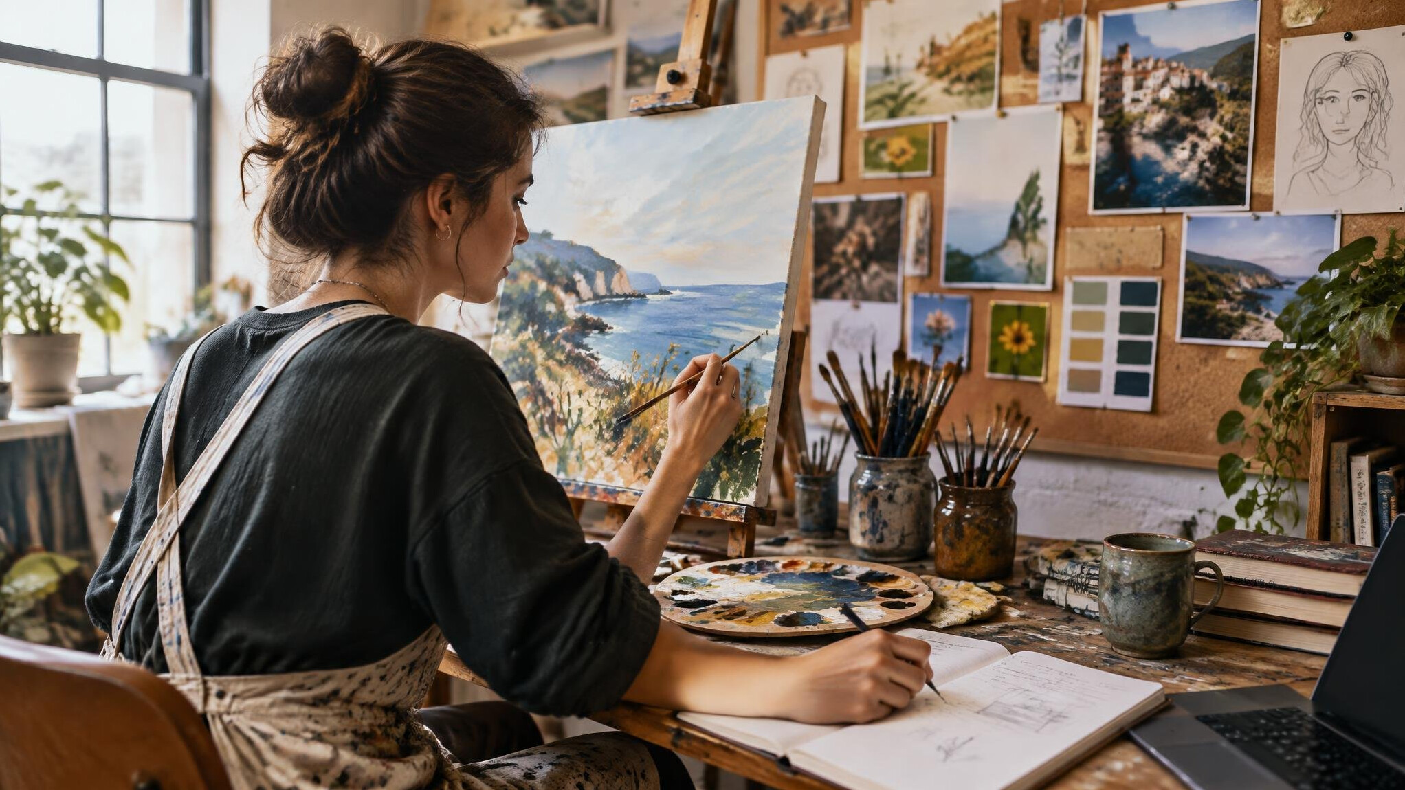 young artist painting